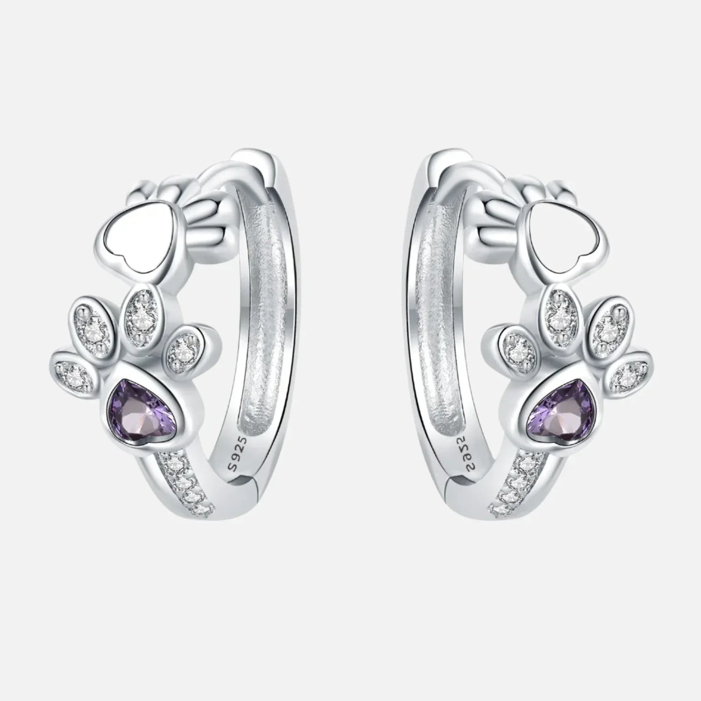 Paw Huggie Earrings in 925 Sterling Silver