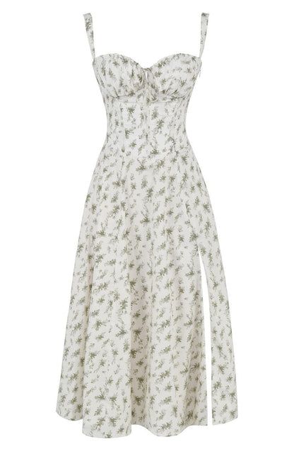 Floral Bustier Midriff Dress