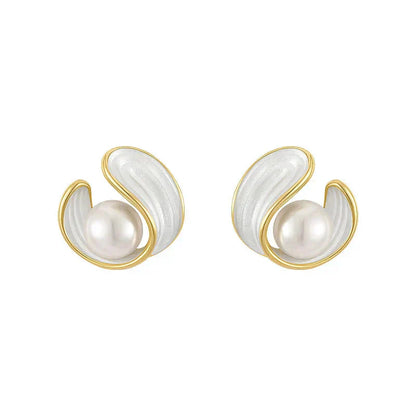 Luxury White Opal Earrings with Pearls in Gold