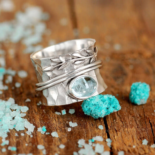 Charm - Vintage Silver Ring with Crystal