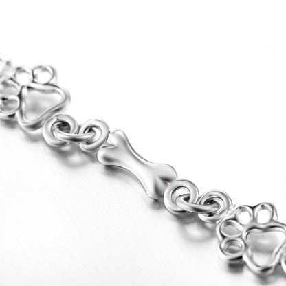 Limited Edition Silver Dog Paw and Bone Charms Bracelet