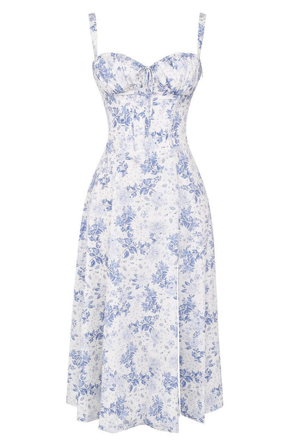 Floral Bustier Midriff Dress