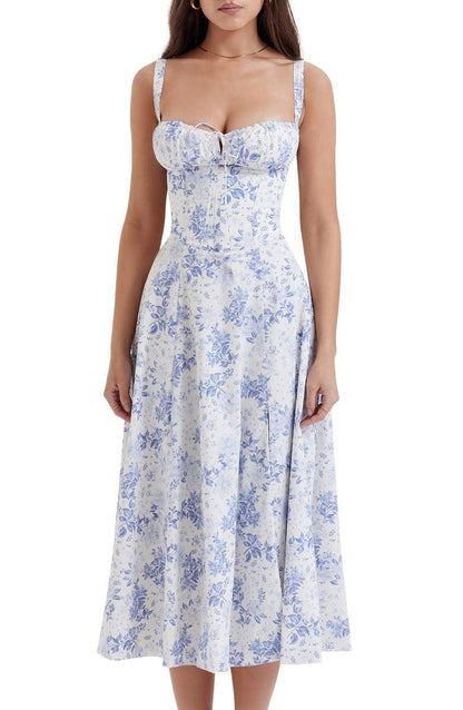 Floral Bustier Midriff Dress
