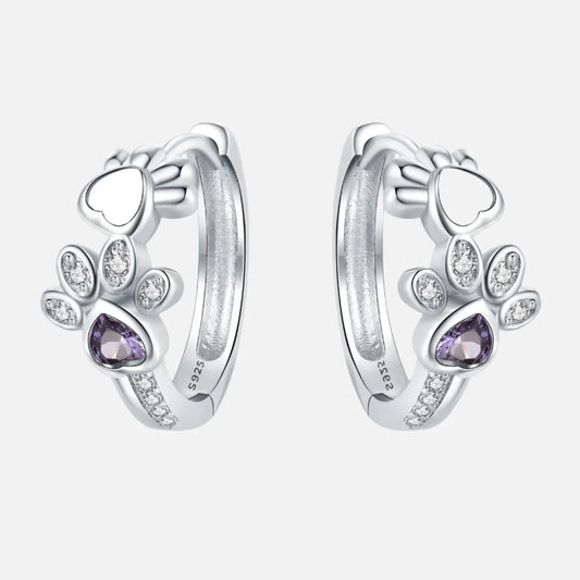 Paw Huggie Earrings in 925 Sterling Silver