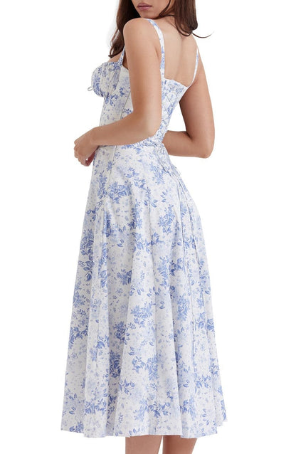 Floral Bustier Midriff Dress