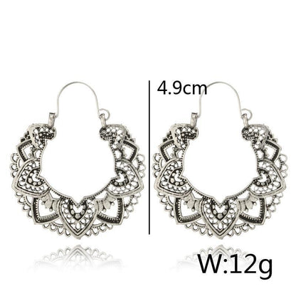Boho Lotus Hoop Earrings