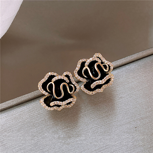 Black Lotus Gold Earrings