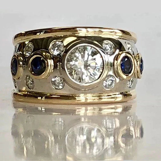 Retro Gold Inlay Zircon Ring