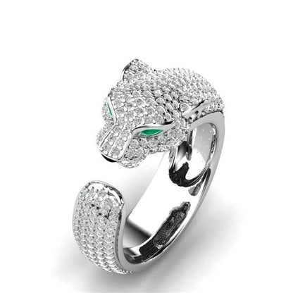 Fierce - Adjustable Jaguar Ring in Silver and 18K Rose Gold