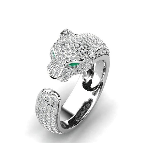 Fierce - Adjustable Jaguar Ring in Silver and 18K Rose Gold