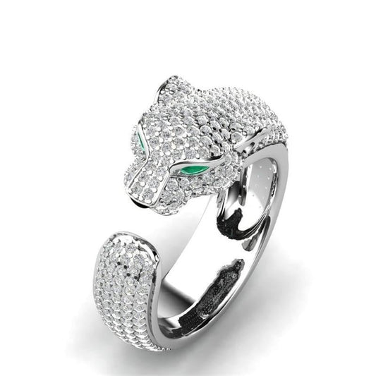 Fierce - Adjustable Jaguar Ring in Silver and 18K Rose Gold