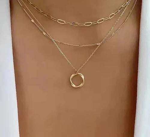 Vintage gold layered chain set
